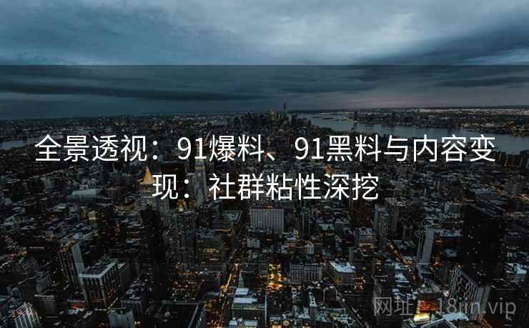 全景透视：91爆料、91黑料与内容变现：社群粘性深挖