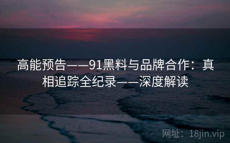 高能预告——91黑料与品牌合作：真相追踪全纪录——深度解读